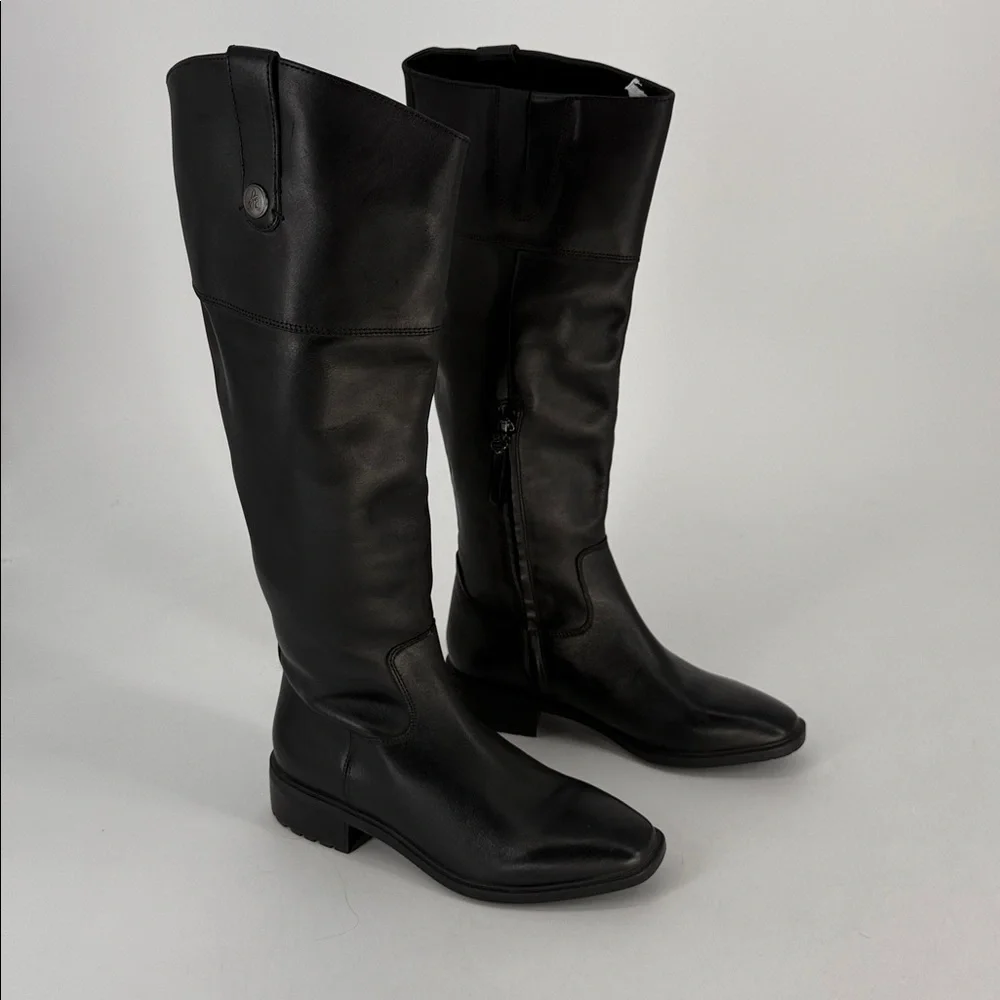 Sam Edelman Drina Tall Shaft Boots Black Women Zip, Square Toe Sz 7